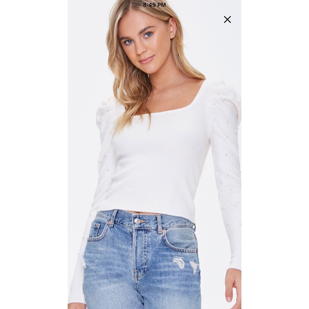 NWT faux pearl sweater